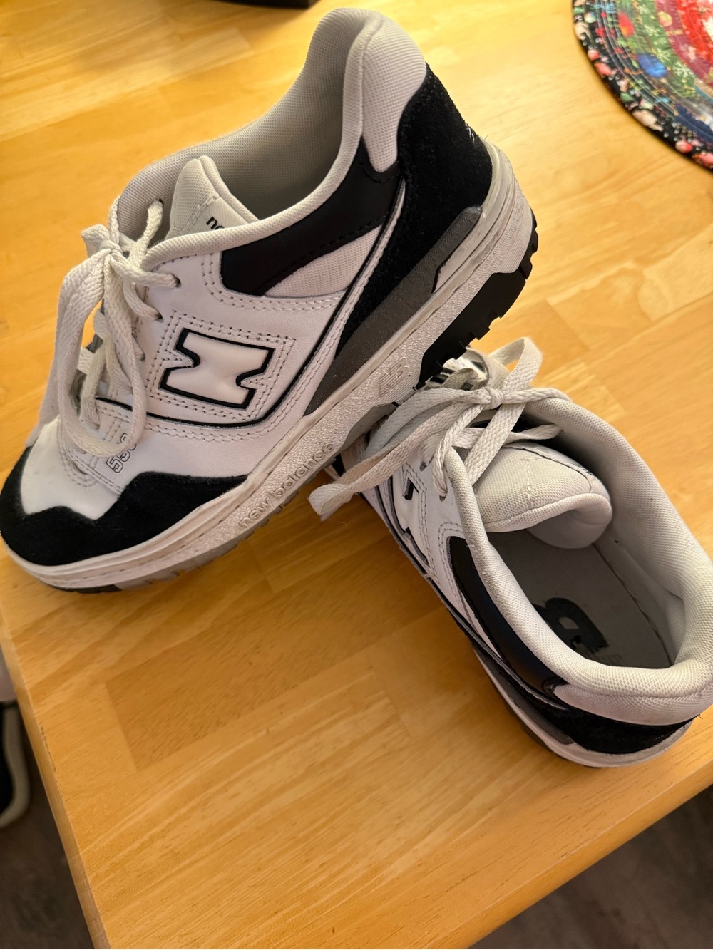 New Balance Kids White and Black Lace-Up Sneakers